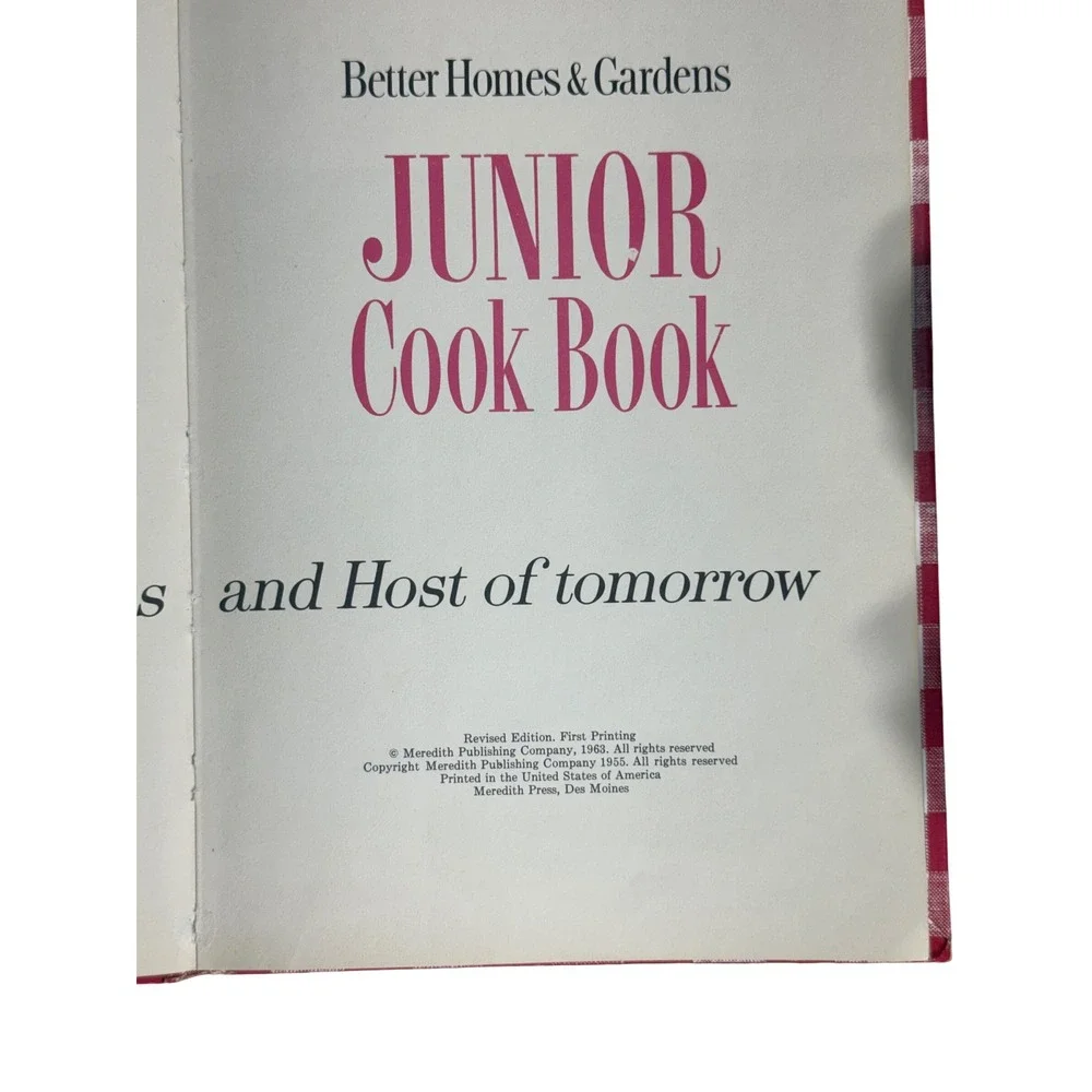 Better Homes and Gardens Junior Cook Book Vintage 1963 Revised first Edition